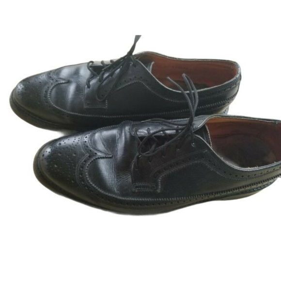 VTG FLORSHEIM ROYAL IMPERIAL Men\'s V-Cleat Black Wing Tips Size 9.5 D Medium main image 6